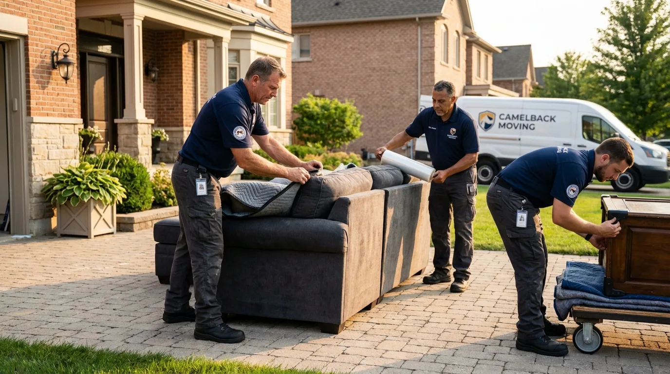 Large estate moving crew wrapping furniture in Fajardo, PR